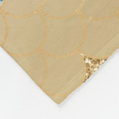 グリッジアクアマーメイドブルー金ゴールドスパークルグリッター フリースブランケット (角)