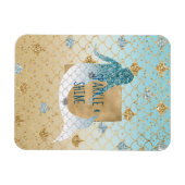 グリッジアクアマーメイドブルー金ゴールドスパークルグリッター マグネット (横)