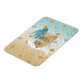 グリッジアクアマーメイドブルー金ゴールドスパークルグリッター マグネット (左側)