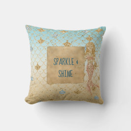 グリッジアクアマーメイド赤面金ゴールドグリッター         クッション