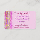 グリッジウォーターカラーピンクパープル金ゴールドネイルサロン 名刺 (裏面)