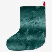 グリッジエメラルドグリーングラデーションマーブルパーソナライズされた ラージクリスマスストッキング (裏面)