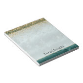 グリッジエメラルドグリーングラデーションマーブル金ゴールドグリッター ノートパッド (アングル)