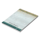 グリッジエメラルドグリーングラデーションマーブル金ゴールドグリッター ノートパッド (回転)