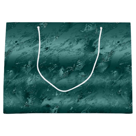 グリッジエメラルドグリーングラデーション大理石 ラージペーパーバッグ (正面)