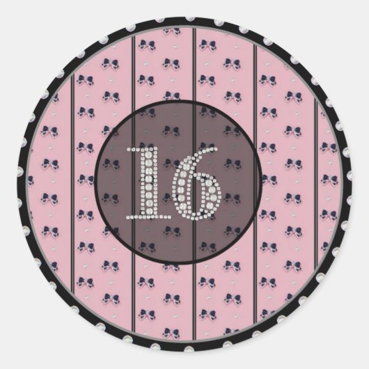グリッジスイート16誕生日ステッカー ラウンドシール (正面)