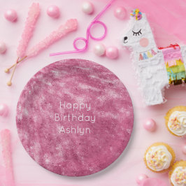 グリッジスパークルピンク誕生日 ペーパープレート