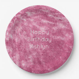グリッジスパークルピンク誕生日 ペーパープレート