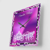 グリッジパープルプリンセスコーチ&ウマ スクエア壁時計 (傾斜)