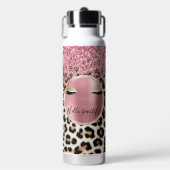 グリッジピンクグリッター金ゴールドまつ毛ヒョウ ウォーターボトル (正面)