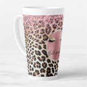 グリッジピンクグリッター金ゴールドまつ毛ヒョウ カフェラテマグ (左アングル)