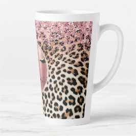 グリッジピンクグリッター金ゴールドまつ毛ヒョウ カフェラテマグ
