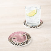 グリッジピンクグリッター金ゴールドまつ毛ヒョウ コースター (側面)