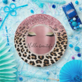 グリッジピンクグリッター金ゴールドまつ毛ヒョウ ペーパープレート (パーティー)