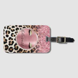 グリッジピンクグリッター金ゴールドまつ毛ヒョウ ラゲッジタグ