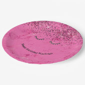グリッジブラックアイドラッシュピンクグリッター誕生日 ペーパープレート (アングル)