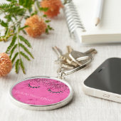 グリッジブラックアイドラッシュピンクマーブルグリッター キーホルダー (側面)