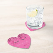 グリッジブラックアイドラッシュピンクマーブルグリッター ペーパーコースター (インサイチュ)