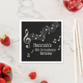 グリッジブラック&ホワイトミュージカルノート誕生日 スタンダードカクテルナプキン (インサイチュ)