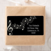 グリッジブラック&ホワイトミュージカルノート誕生日 ラベル (インサイチュ)