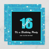 グリッジブルーブラックスウィート16パーティの招待状 招待状 (正面/裏面)