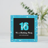 グリッジブルーブラックスウィート16パーティの招待状 招待状 (スタンド正面)