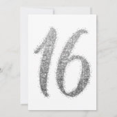 グリッジホワイトシルバー散乱グリッタースウィート16 招待状 (裏面)