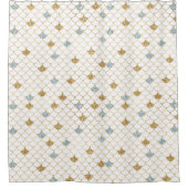 グリッジマーメイドブルー金ゴールドスパークルグリッター シャワーカーテン (正面)