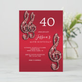 グリッジレッドミュージックノート誕生日 招待状 (スタンド正面)