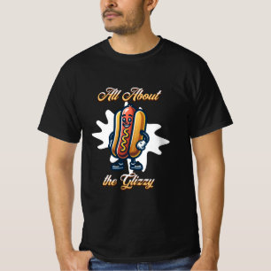 グリッジーについて 面白いホットドッグジョーク Tシャツ