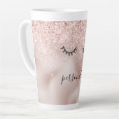 グリッジーブラック睫赤面ピンクグリッター カフェラテマグ (左アングル)