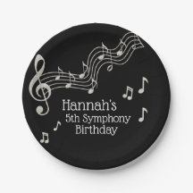 グリッジーブラック&ホワイトミュージカルノート誕生日
