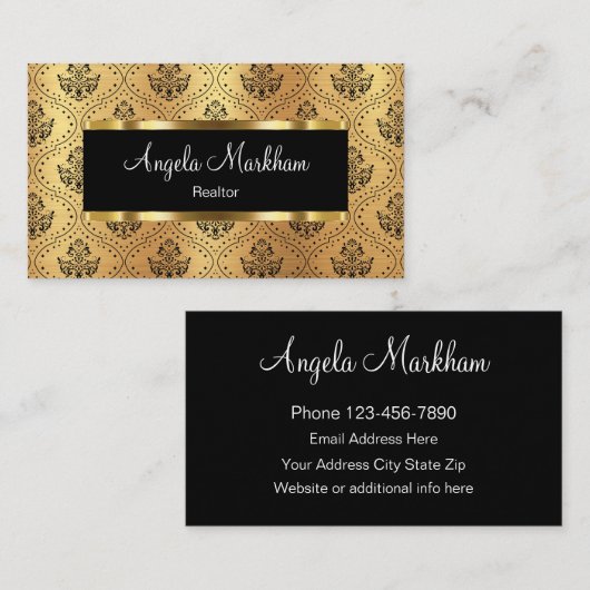グリッジー不動産仲介業者ダマスクパターン 名刺 (正面/裏面)