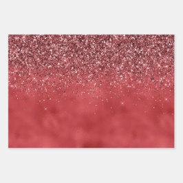 グリッジー金ゴールドグリーンレッドグリッタースパークル ラッピングペーパーシート