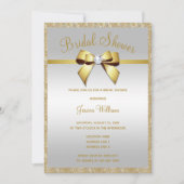 グリッジ金ゴールドグリッター&ジェムボウブライダルシャワー 招待状 (正面)