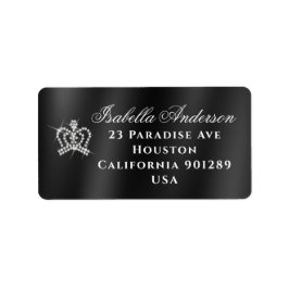 グリッタリングクラウンブラックサテン差出人住所ラベル ラベル