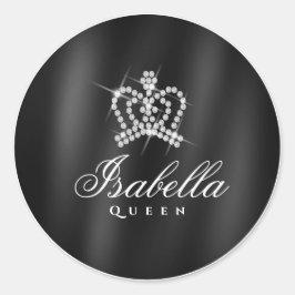 グリッタリンググラマークラウン白黒 ラウンドシール