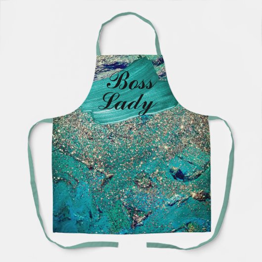 グリッタリーアクア絵を描ストロークボスレディ エプロン (正面)