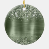 グリッタリーグリーンセージ箔65誕生日クラシック セラミックオーナメント (裏面)