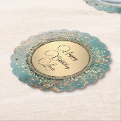 グリッタリースターズお洒落誕生日パーソナライズされた ペーパーコースター (アングル)