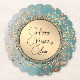 グリッタリースターズお洒落誕生日パーソナライズされた ペーパーコースター