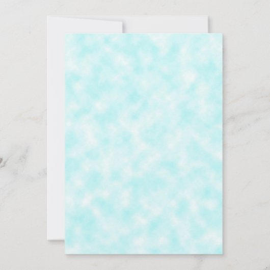 グリッタリーティール（緑がかった色）ブルーピーコックフェザー75th誕生日 招待状 (裏面)