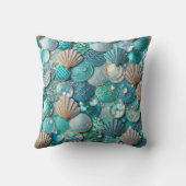 グリッタリーティール（緑がかった色）マーメイドテールはかりで測プリント クッション (裏面)