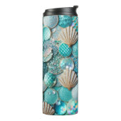 グリッタリーティール（緑がかった色）マーメイドテールはかりで測プリント タンブラー (回転左)