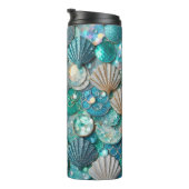 グリッタリーティール（緑がかった色）マーメイドテールはかりで測プリント タンブラー (回転右)