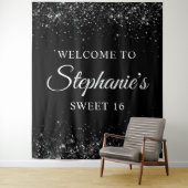 グリッタリーブラックウェルカムトゥスウィート16誕生日 タペストリー (インサイチュ)