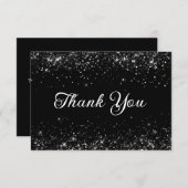 グリッタリーブラック50誕生日 サンキューカード (正面/裏面)
