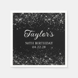 グリッタリーブラック50誕生日 スタンダードカクテルナプキン