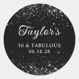 グリッタリーブラック50誕生日 ラウンドシール