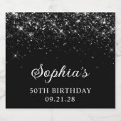 グリッタリーブラック50誕生日 リキュールボトルラベル (シングルラベル)